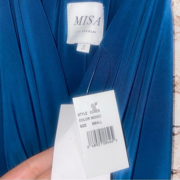 Misa Los Angeles Domino Draped Mini Dress in Indigo Size Small NWT - Picture 6 of 8